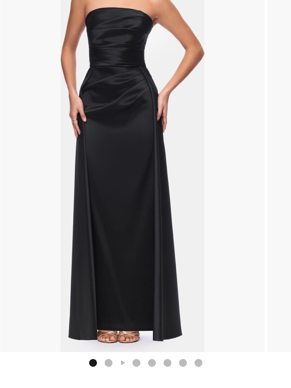 Strapless Black Satin Maxi Skirt with Sculpted Waistband